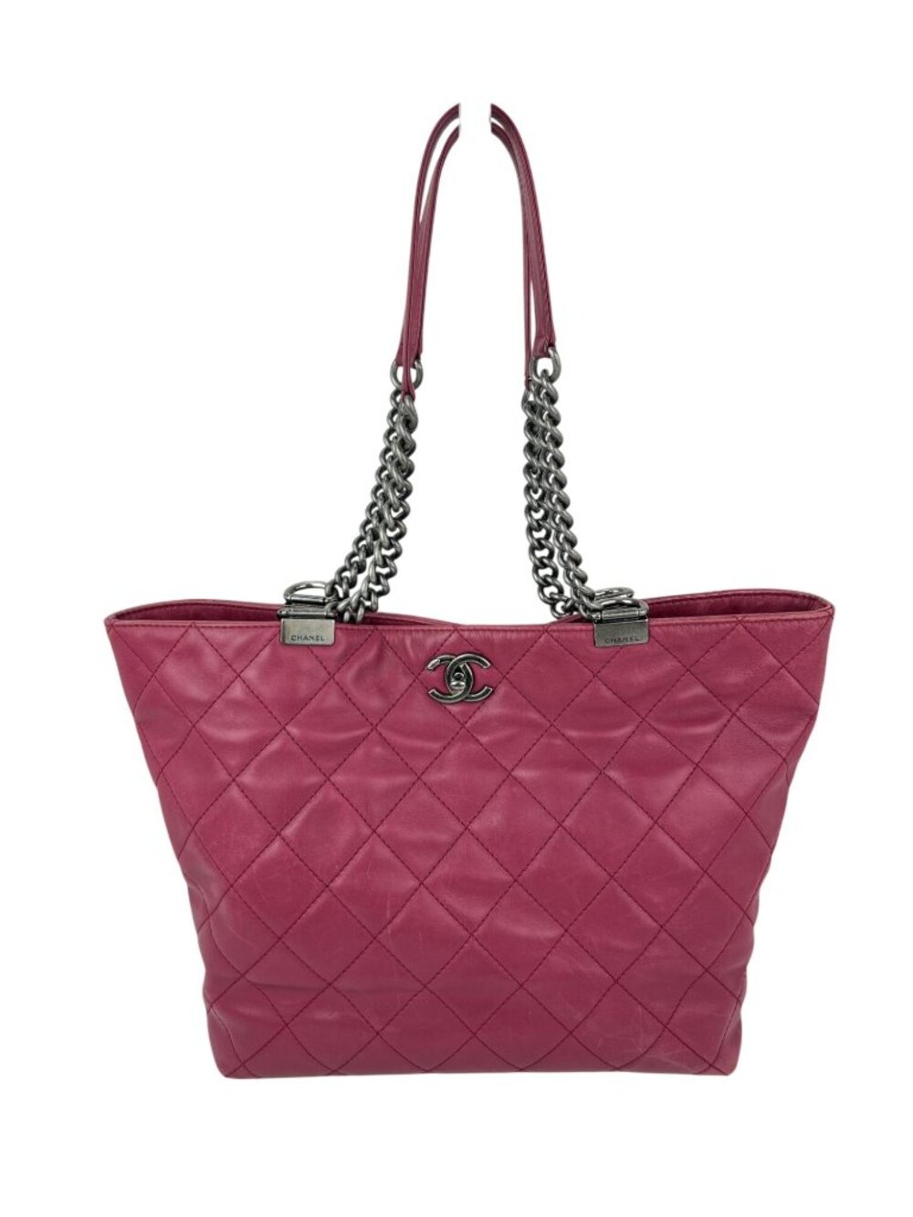 Chanel Shopping in Chains Quilted Leather Burgundy Tote Bag